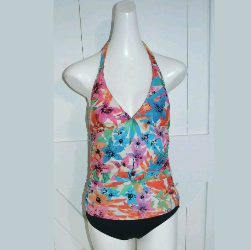 Chaps Halter Swiwsuit Size 8 Multi Color. - image 2